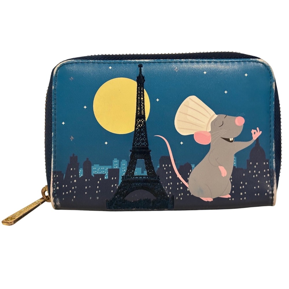 Loungefly Ratatouille Remy Wallet Paris Eiffel Tower Blue Zip Around Good